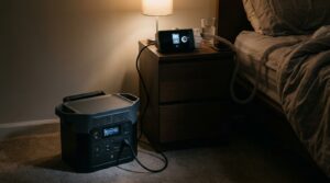 Mid-size power station powering a CPAP machine at a bedside